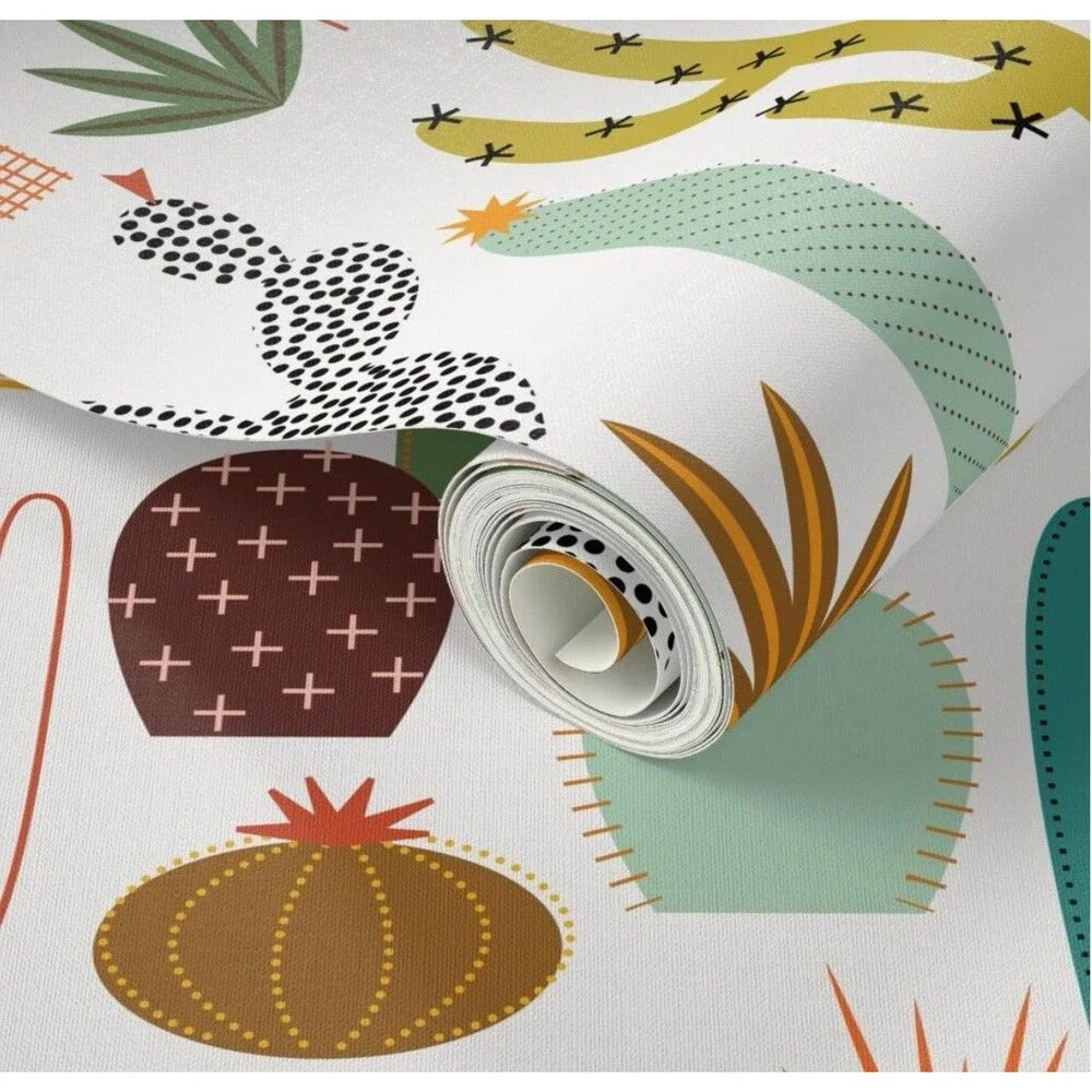 Spoonflower Cactus Desert Peel Stick Wallpaper 24x108 Sealed New Botanical